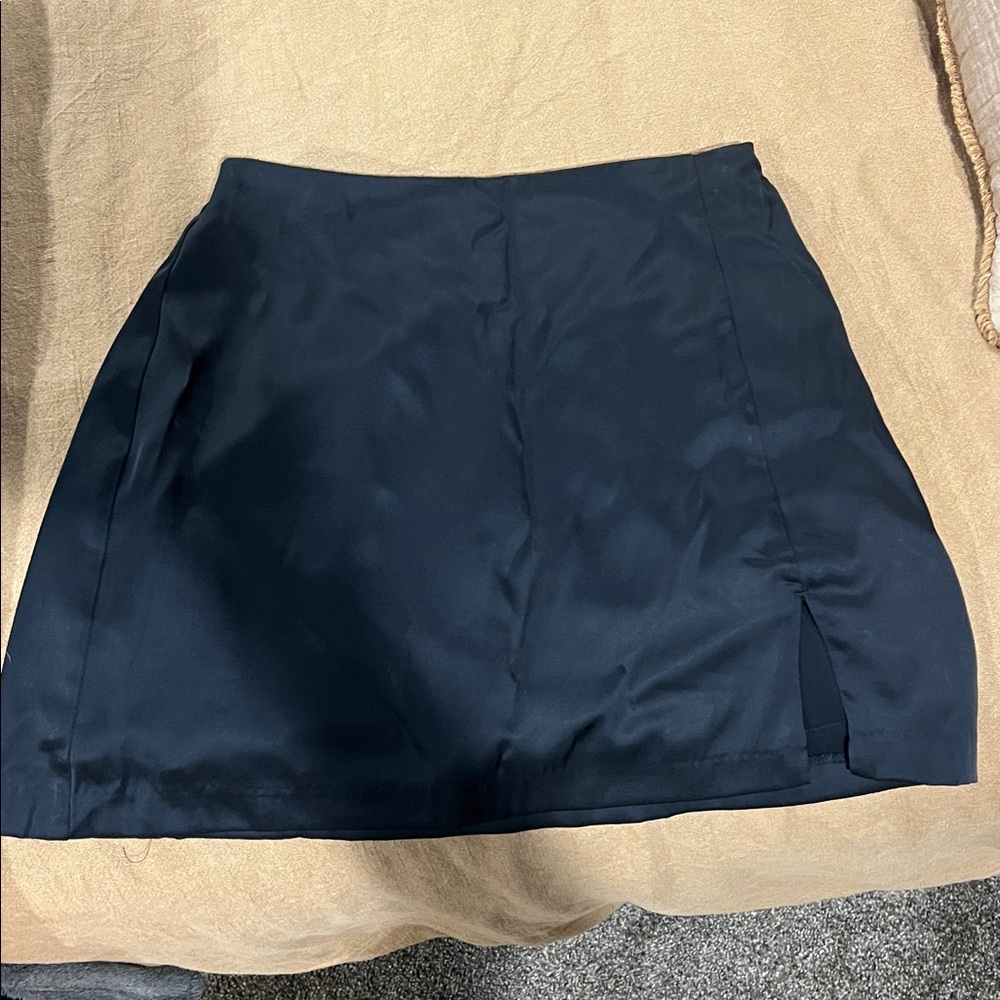 Black Satin Mini Skirt